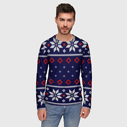 Лонгслив мужской Вязаный новогодний узор, цвет: 3D-принт — фото 2
