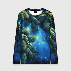 Мужской лонгслив Новогодние ветки елки
