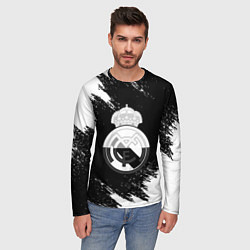 Лонгслив мужской Реал Мадрид черно белые краски, цвет: 3D-принт — фото 2