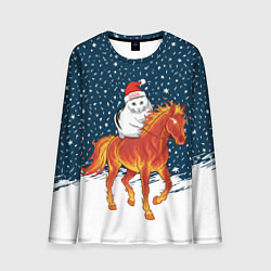 Лонгслив мужской Кот Бендер и огненный конь - 2026, цвет: 3D-принт