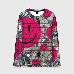 Мужской лонгслив Розовые смайлы граффити