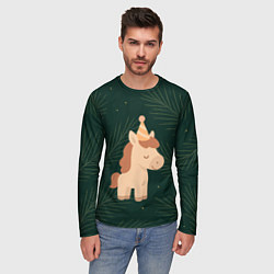 Лонгслив мужской Милая лошадка с колпаком, цвет: 3D-принт — фото 2