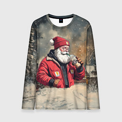 Лонгслив мужской Санта с капучино, цвет: 3D-принт