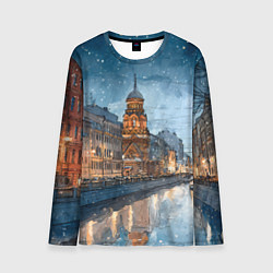 Лонгслив мужской Санкт-Петербург зимний город, цвет: 3D-принт