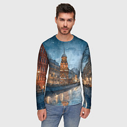 Лонгслив мужской Санкт-Петербург зимний город, цвет: 3D-принт — фото 2