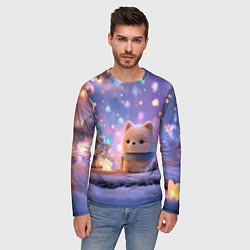 Лонгслив мужской Новогодний пушистый щенок, цвет: 3D-принт — фото 2