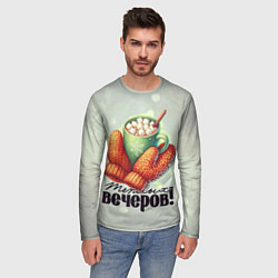 Лонгслив мужской Какао с маршмеллоу, цвет: 3D-принт — фото 2