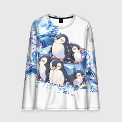 Лонгслив мужской Пингвины и лёд, цвет: 3D-принт