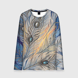 Мужской лонгслив Синие перья с самоцветами