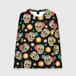 Лонгслив мужской День мертвецов - черепа, цвет: 3D-принт