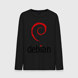 Лонгслив хлопковый мужской Debian, цвет: черный
