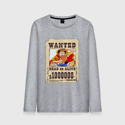 Лонгслив хлопковый мужской Wanted Luffy, цвет: меланж