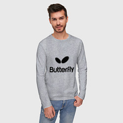 Лонгслив хлопковый мужской Butterfly Logo, цвет: меланж — фото 2