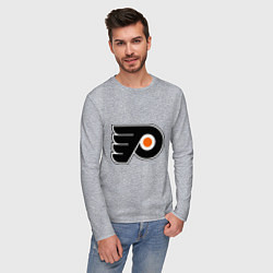 Лонгслив хлопковый мужской Philadelphia Flyers, цвет: меланж — фото 2