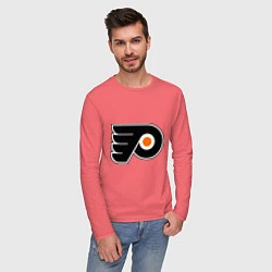 Лонгслив хлопковый мужской Philadelphia Flyers, цвет: коралловый — фото 2