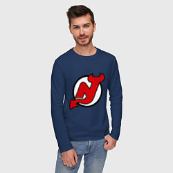 Лонгслив хлопковый мужской New Jersey Devils цвета тёмно-синий — фото 2