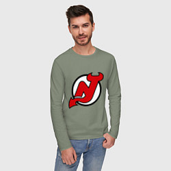 Лонгслив хлопковый мужской New Jersey Devils, цвет: авокадо — фото 2