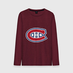 Лонгслив хлопковый мужской Montreal Canadiens цвета меланж-бордовый — фото 1