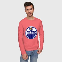 Лонгслив хлопковый мужской Edmonton Oilers, цвет: коралловый — фото 2