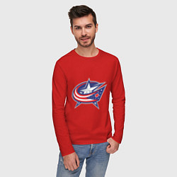 Лонгслив хлопковый мужской Columbus Blue Jackets, цвет: красный — фото 2