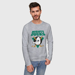 Лонгслив хлопковый мужской Anaheim Mighty Ducks цвета меланж — фото 2