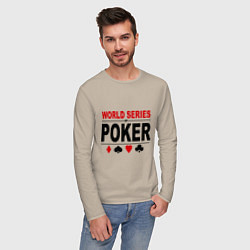 Лонгслив хлопковый мужской World series of poker, цвет: миндальный — фото 2