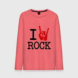 Лонгслив хлопковый мужской I love rock, цвет: коралловый