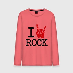 Лонгслив хлопковый мужской I love rock, цвет: коралловый