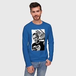 Лонгслив хлопковый мужской Paul van Dyk: Retro style цвета синий — фото 2