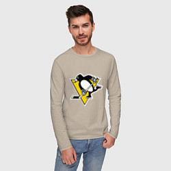 Лонгслив хлопковый мужской Pittsburgh Penguins: Malkin 71, цвет: миндальный — фото 2