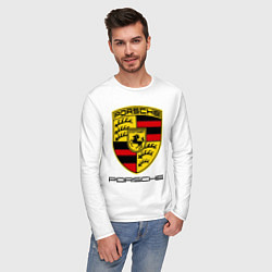 Лонгслив хлопковый мужской Porsche Stuttgart, цвет: белый — фото 2