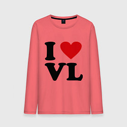 Лонгслив хлопковый мужской I love VL, цвет: коралловый