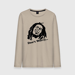 Лонгслив хлопковый мужской Bob Marley: Don't worry, цвет: миндальный