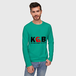 Лонгслив хлопковый мужской КГБ — все еще следит цвета зеленый — фото 2