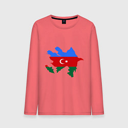 Лонгслив хлопковый мужской Azerbaijan map, цвет: коралловый