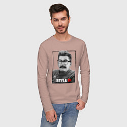 Лонгслив хлопковый мужской Stalin: Style in, цвет: пыльно-розовый — фото 2