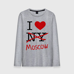 Лонгслив хлопковый мужской I love Moscow цвета меланж — фото 1