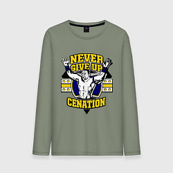 Лонгслив хлопковый мужской Never Give Up: Cenation, цвет: авокадо