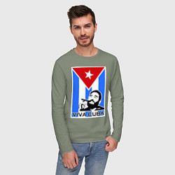 Лонгслив хлопковый мужской Fidel: Viva, Cuba!, цвет: авокадо — фото 2