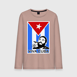Лонгслив хлопковый мужской Fidel: Viva, Cuba!, цвет: пыльно-розовый