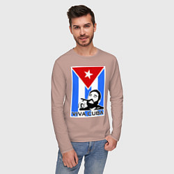 Лонгслив хлопковый мужской Fidel: Viva, Cuba!, цвет: пыльно-розовый — фото 2