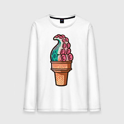 Лонгслив хлопковый мужской Мороженое-осьминог, цвет: белый
