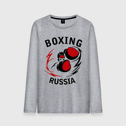 Лонгслив хлопковый мужской Boxing Russia Forever цвета меланж — фото 1