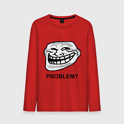 Лонгслив хлопковый мужской Trollface. Problem? Проблемы?, цвет: красный