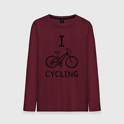 Лонгслив хлопковый мужской I love cycling, цвет: меланж-бордовый