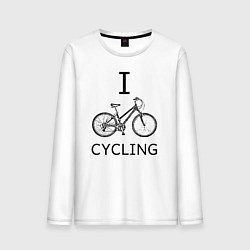 Лонгслив хлопковый мужской I love cycling, цвет: белый