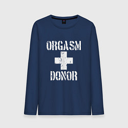 Лонгслив хлопковый мужской Orgasm + donor, цвет: тёмно-синий