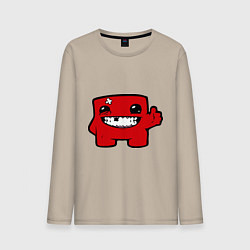 Лонгслив хлопковый мужской Super Meat Boy, цвет: миндальный
