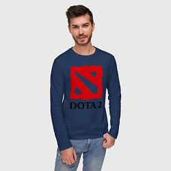 Лонгслив хлопковый мужской Dota 2: Logo, цвет: тёмно-синий — фото 2