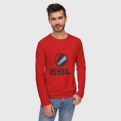 Лонгслив хлопковый мужской ESL цвета красный — фото 2